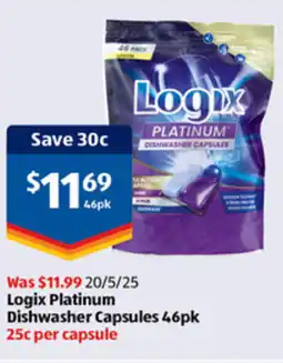ALDI Logix PLATINUM Dishwasher Capsules 46pk offer