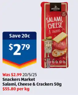 ALDI Snackers Market Salami, Cheese & Crackers offer