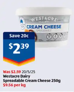 ALDI WESTACRE DAIRY Spreadable Cream Cheese offer