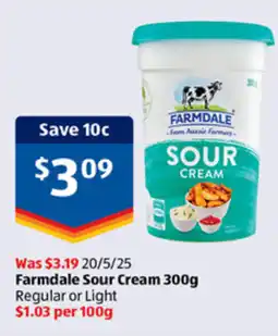 ALDI Farmdale sour cream regular or light offer