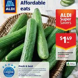 ALDI Australian Continental Cucumbers each offer