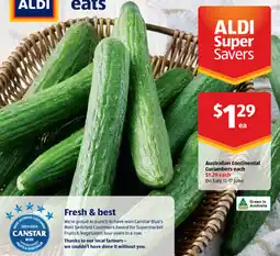ALDI Australian Continental Cucumbers each offer