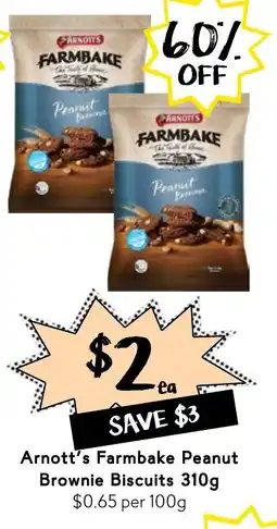 Drakes Arnott's Farmbake Peanut Brownie Biscuits offer