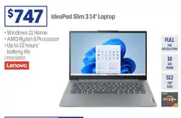 Officeworks Lenovo IdeaPad Slim 314" Laptop offer