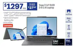 Officeworks Lenovo Yoga 7i 14" OLED 2-in-1 Al Laptop offer