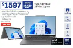 Officeworks Lenovo Yoga 7i 14" OLED 2-in-1 Al Laptop offer