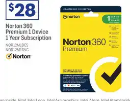 Officeworks Norton 360 Premium 1 Device 1 Year Subscription offer