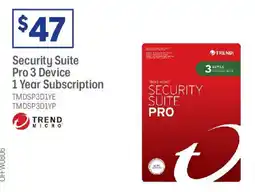 Officeworks TREND MICRO Security Suite Pro 3 Device 1 Year Subscription offer