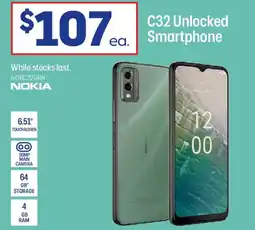Officeworks NOKIA C32 Unlocked Smartphone offer