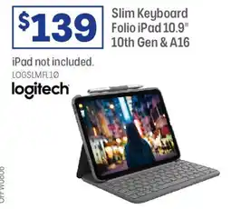 Officeworks logitech Slim Keyboard Folio iPad 10.9" 10th Gen & A16 offer