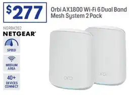 Officeworks Orbi AX1800 Wi-Fi 6 Dual Band Mesh System 2 Pack offer