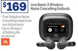 Officeworks JBL Live Beam 3 Wireless Noise Cancelling Earbuds offer