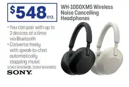 Officeworks SONY WH-1000XM5 Wireless Noise Cancelling Headphones offer