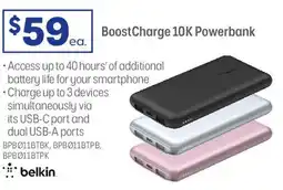Officeworks belkin BoostCharge 10K Powerbank offer