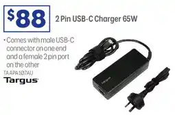 Officeworks Targus 2 Pin USB-C Charger 65W offer