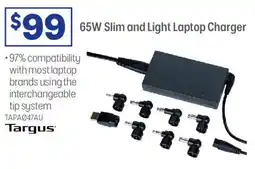 Officeworks Targus 65W Slim and Light Laptop Charger offer