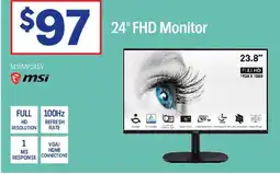 Officeworks msi 24" FHD Monitor offer