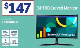 Officeworks SAMSUNG 24" FHD Curved Monitor offer