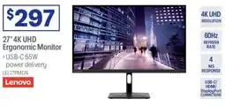 Officeworks Lenovo 27" 4K UHD Ergonomic Monitor offer