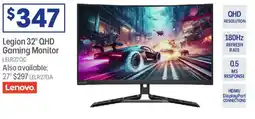 Officeworks Lenovo Legion 32" QHD Gaming Monitor offer