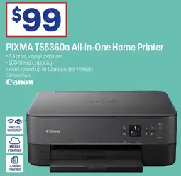 Officeworks Canon PIXMA TS5360a All-in-One Home Printer offer