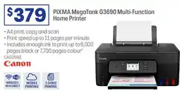 Officeworks Canon PIXMA MegaTank G3690 Multi-Function Home Printer offer