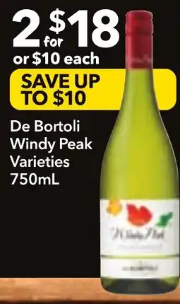 Supa Valu De Bortoli Windy Peak Varieties offer