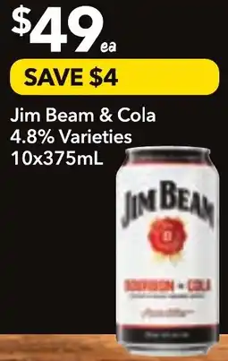 Supa Valu Jim Beam & Cola Varieties offer