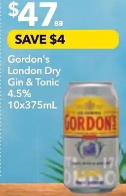Supa Valu Gordon's London Dry Gin & Tonic offer
