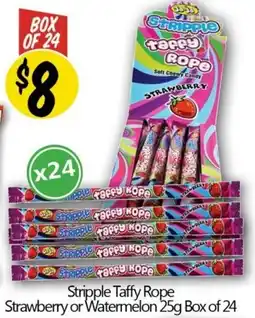 Not Quite Right Stripple Taffy Rope Strawberry or Watermelon offer