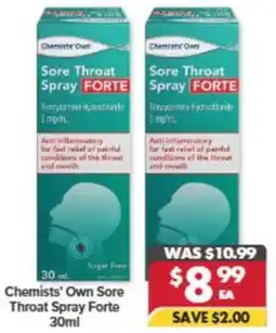Pharmacy4Less Chemists' own sore throat spray forte offer
