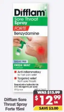 Pharmacy4Less Difflam Sore Throat Spray Forte offer