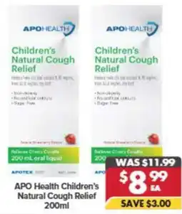 Pharmacy4Less APO Health Children's Natural Cough Relief offer