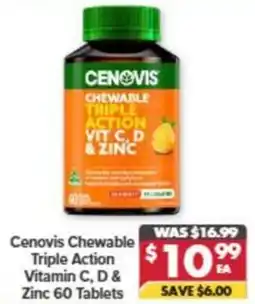 Pharmacy4Less Cenovis Chewable Triple Action Vitamin C, D & Zinc offer