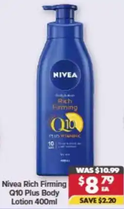 Pharmacy4Less Nivea Rich Firming Q10 Plus Body Lotion offer