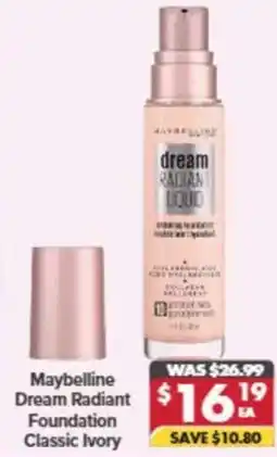 Pharmacy4Less Maybelline Dream Radiant Foundation Classic Ivory offer