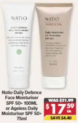 Pharmacy4Less Natio Daily Defence Face Moisturiser SPF 50 offer