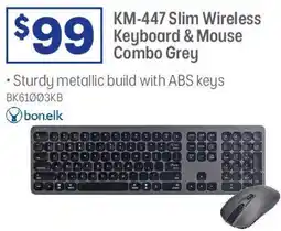 Officeworks Km-447 slim wireless keyboard & mouse combo grey offer