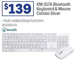 Officeworks Km-517a bluetooth keyboard & mouse combo silver offer
