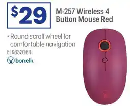 Officeworks M-257 Wireless 4 Button Mouse Red offer