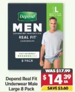 Pharmacy4Less Depend Real Fit Underwear Male Large offer