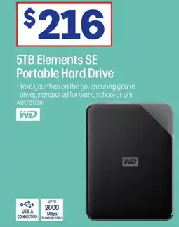 Officeworks 5TB Elements SE Portable Hard Drive offer