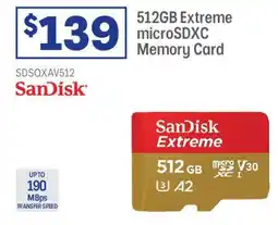 Officeworks 512GB Extreme microSDXC Memory Card offer