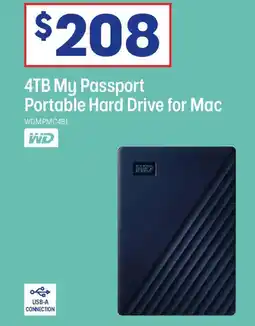 Officeworks 4TB My Passport Portable Hard Drive for Mac offer