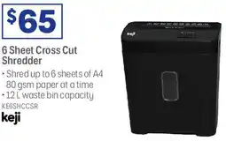 Officeworks 6 Sheet Cross Cut Shredder offer