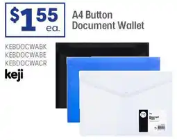 Officeworks A4 Button Document Wallet offer