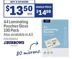 Officeworks A4 Laminating Pouches Gloss offer