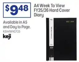 Officeworks A4 Week To View FY25 26 Hard Cover Diary offer