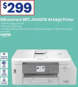 Officeworks INKvestment MFC-J4440DW A4 Inkjet Printer offer