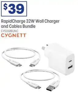 Officeworks RapidCharge 32W Wall Charger and Cables Bundle offer